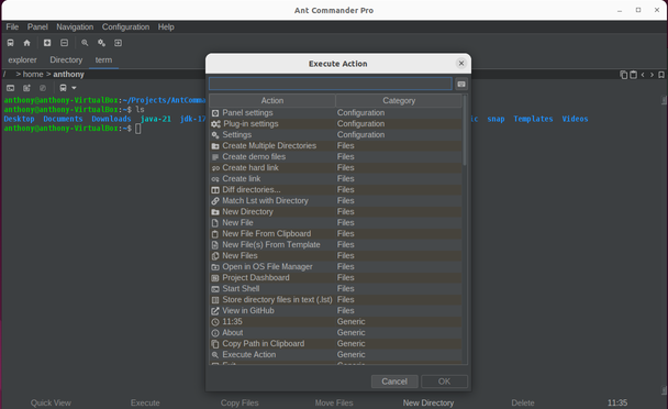 Ant Commander Pro terminal on Linux